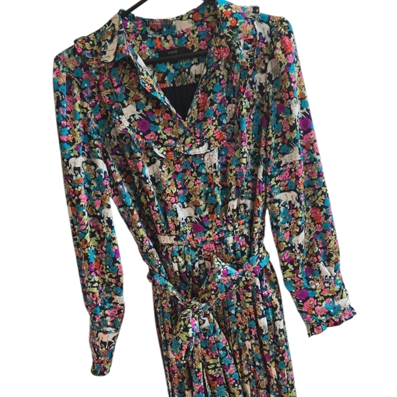 J. Crew Navy Grazing Goats Print Sold out! Midi Dress Size 6 - Picture 2 of 6